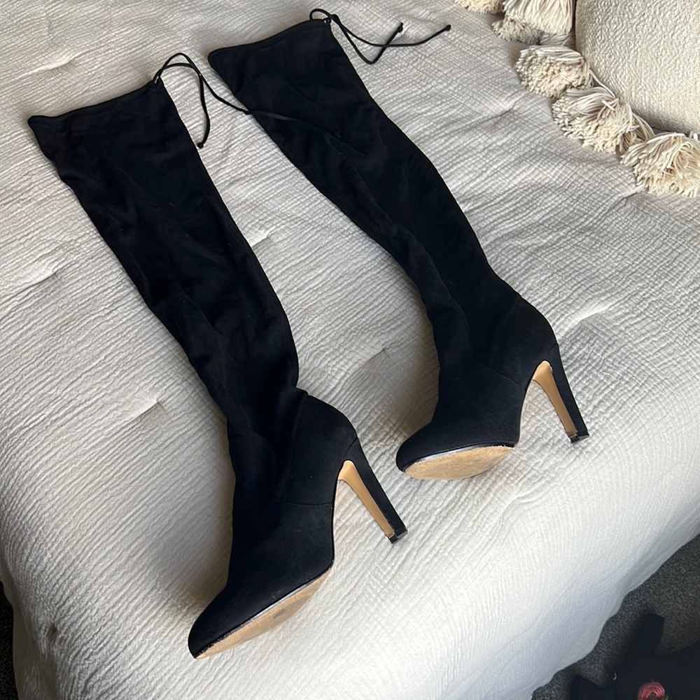 Express Size 8 Over the Knee Black Boots. Worn a couple times!